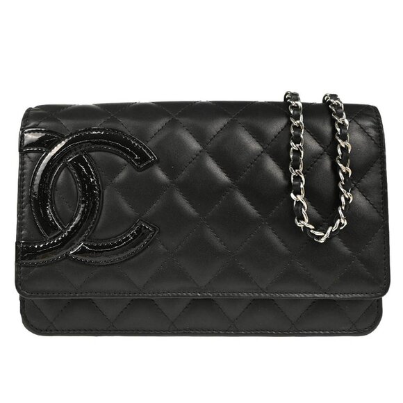Chanel Black Calfskin Cambon Ligne Chain On Wallet WOC - Picture 1 of 16